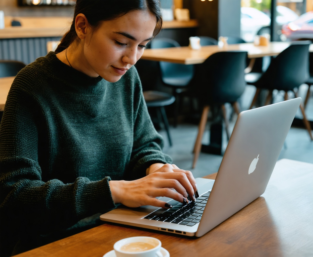 Podnikateľ pracujúci v kaviarni, symbolizujúci slobodu a digitálne podnikanie