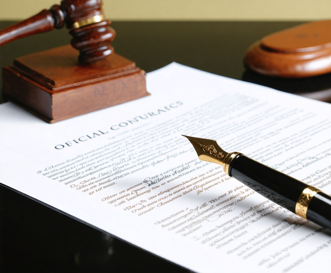 Právny dokument a pero, symbolizujúce zmluvný vzťah